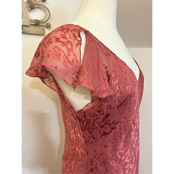 Vintage Laura Ashley Rose Silk Velvet Burnout Dress 12 - Picture 3 of 8